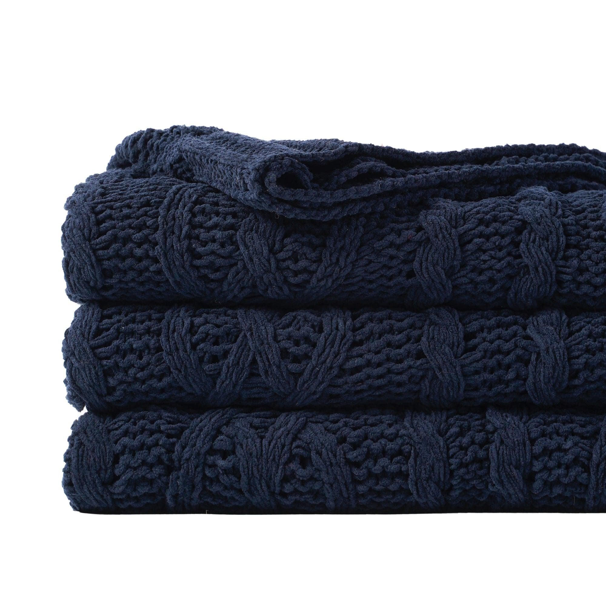 Knitted navy online blanket