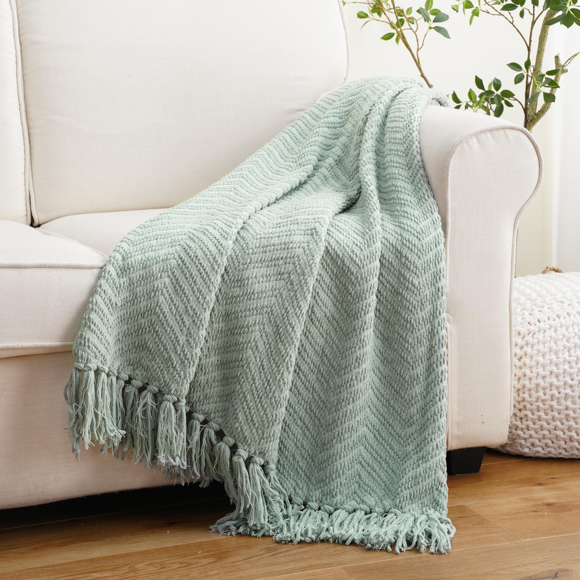 Green chenille online throw