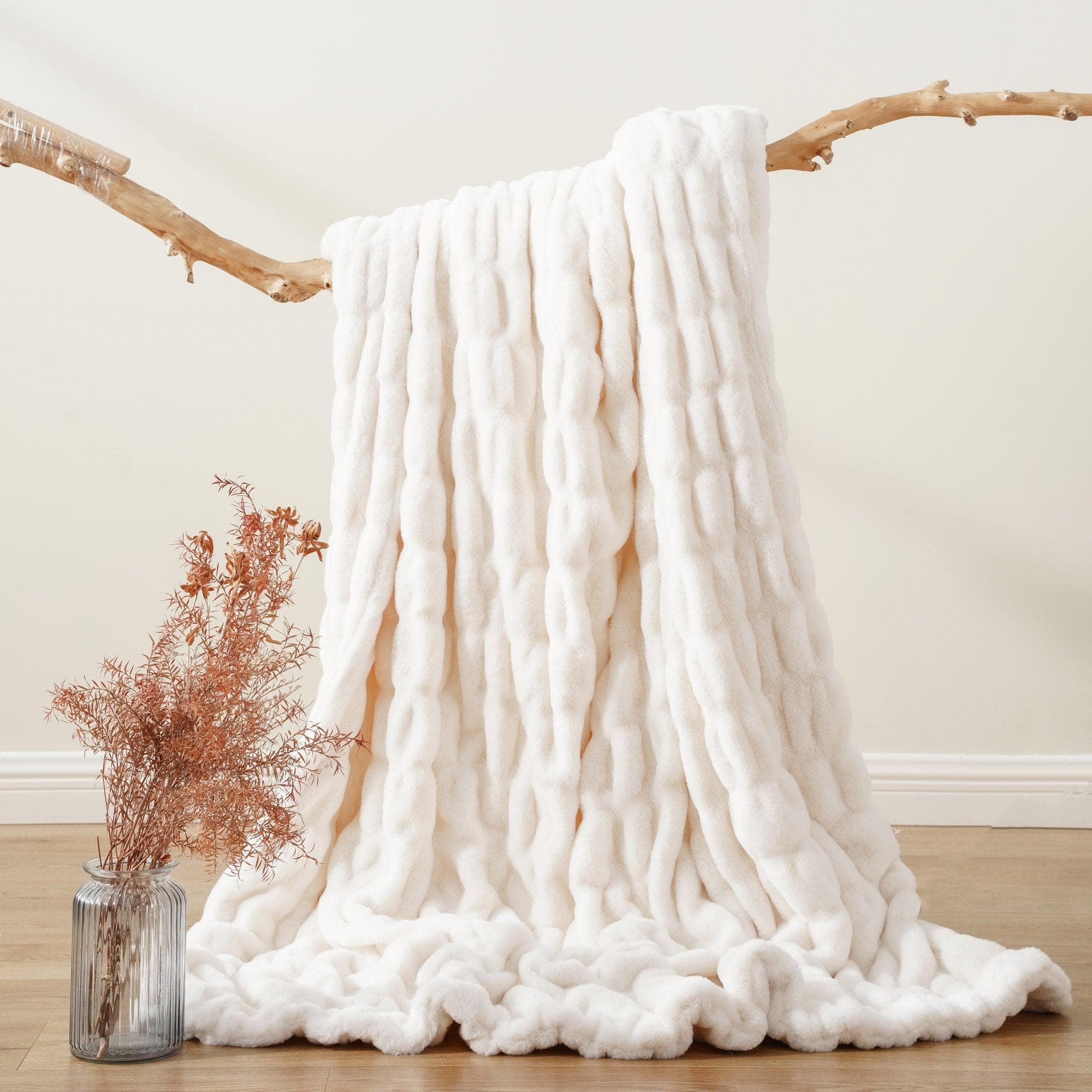 Ruched discount fur throw