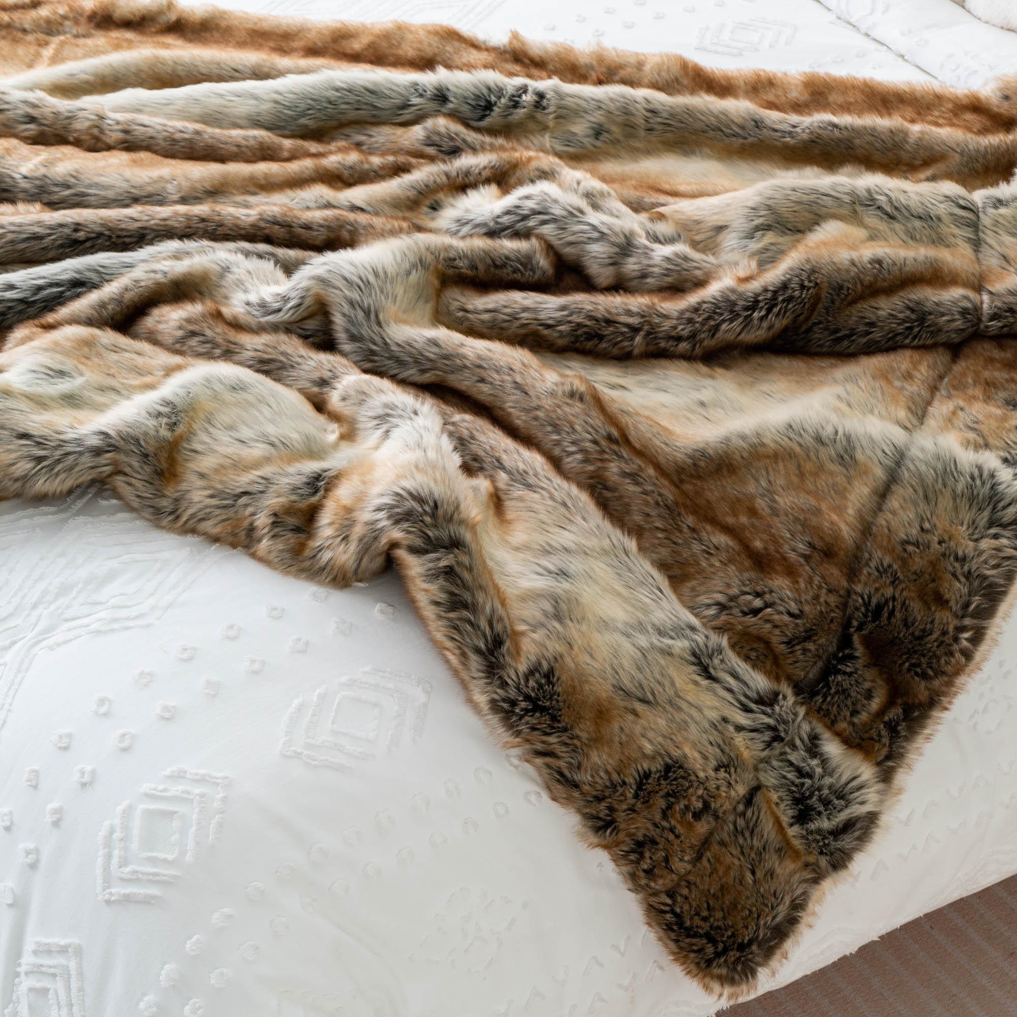 Ochre faux fur discount throw